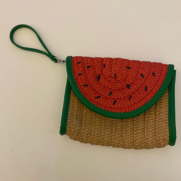 ASOS Handbags - NWOT watermelon straw raffia clutch wristlet